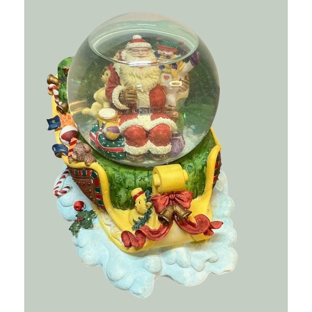The Trimmerry Vintage Santa Sleigh Water Globe Hand Painted Christmas Decor
